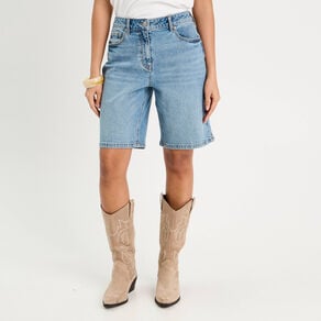 bermuda large en jean denim double stone femme Bermuda large en jean denim double stone femme