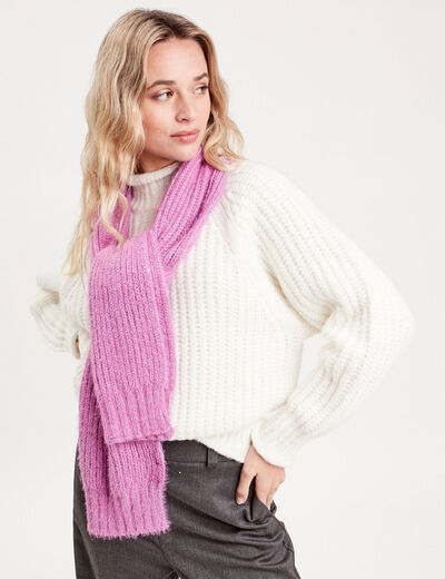Écharpe fils métallisés violet femme