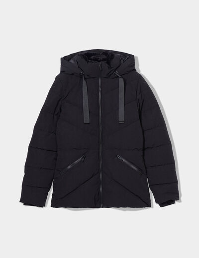 Doudoune cintrée à capuche noir femme