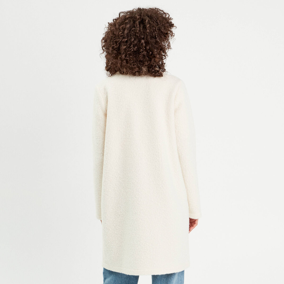 Manteau ample bouclette ecru femme