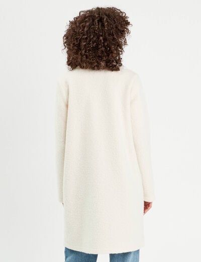 Manteau ample bouclette ecru femme