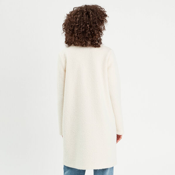 Manteau ample bouclette ecru femme