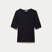 T-shirt ajust&eacute; col rond manches courtes noir femme