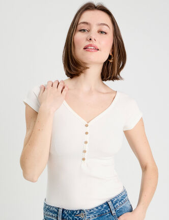 Body manches courtes ecru femme