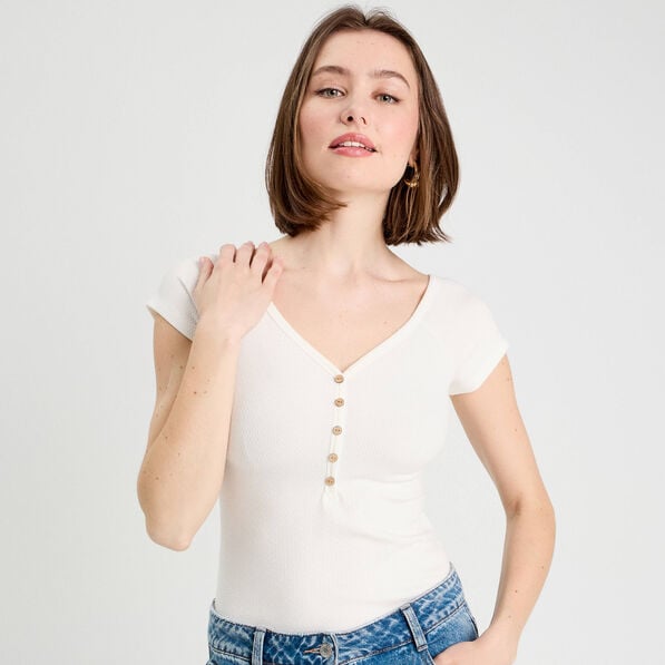 body manches courtes ecru femme Body manches courtes ecru femme