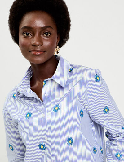 Chemise col classique manches longues blanc femme