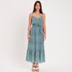 Robe longue évasée bleu femme