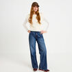 Pull 2-en-1 manches longues col rond ecru femme