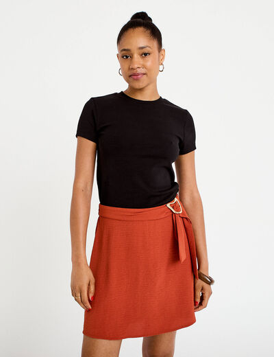 Jupe-short &eacute;vas&eacute;e courte orange fonc&eacute; femme