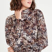 T-shirt col montant marron femme