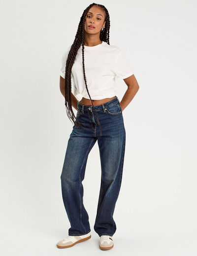 Jeans droit 5 poches denim stone femme