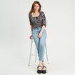 Blouse smockée manches 3/4 blanc femme