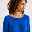 Pull ample col bateau manches longues bleu electrique femme