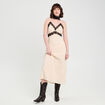 Robe longue ajustée dentelle sable femme