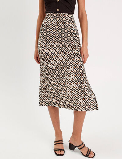 Jupe midi évasée blanc femme
