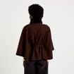 Poncho en fausse fourrure marron fonc&eacute; femme