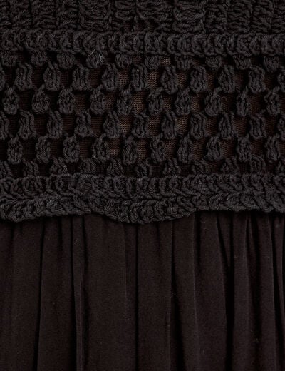 Robe longue évasée noir femme