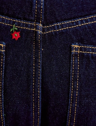 Jean avec broderie bleu marine femme