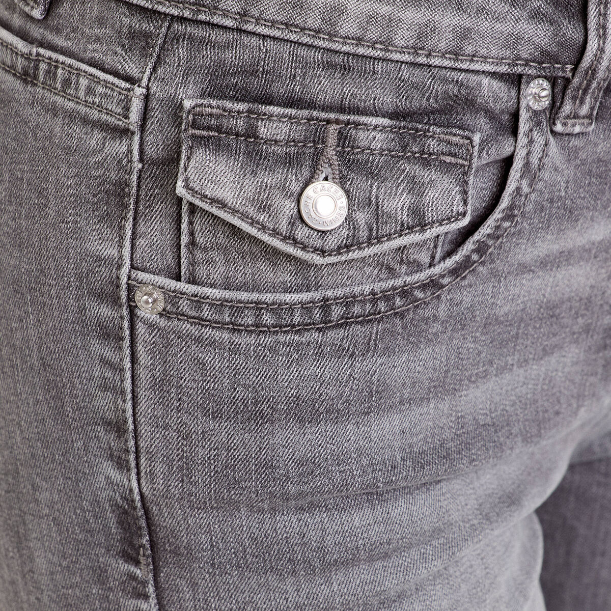 Jean flare taille basse denim gris femme