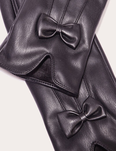Gants simili cuir noir femme