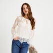 Blouse manches longues en dentelle ecru femme