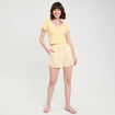 Short droit taille élastiquée jaune femme