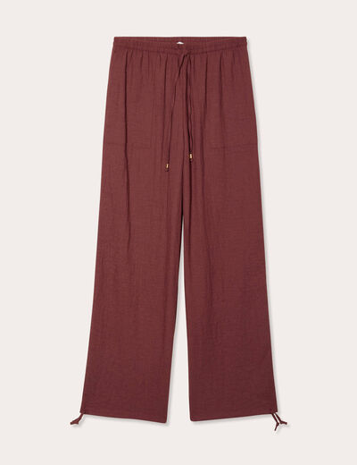 Pantalon large fluide prune femme