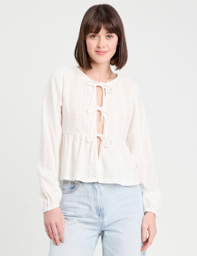 Blouse broderie anglaise ecru femme