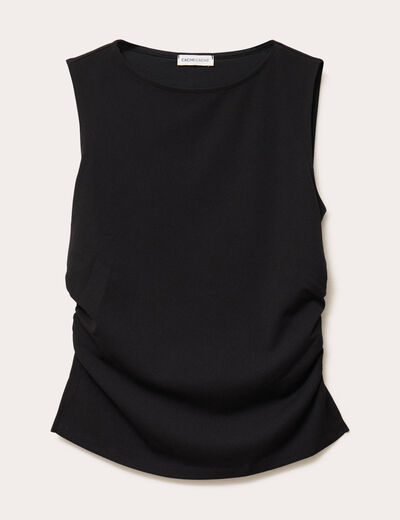 D&eacute;bardeur ajust&eacute; en cr&ecirc;pe col bateau noir femme