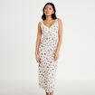 Robe d&eacute;collet&eacute; bretelles aspect dentelle beige clair femme