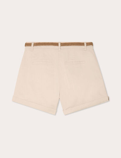 Short chino ceinturé sable femme