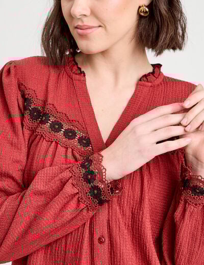 Blouse manches longues vieux rose femme