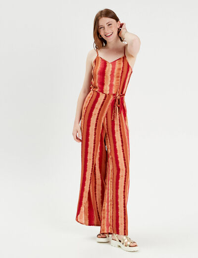 Combinaison pantalon avec pans rouge femme