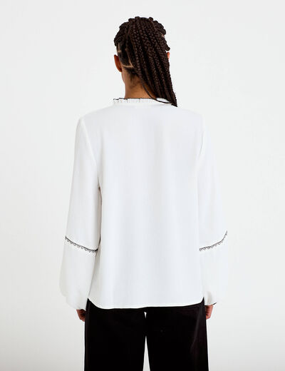 Blouse manches longues ecru femme