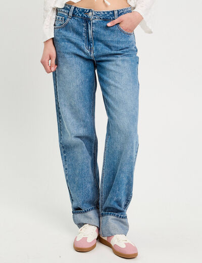 Jeans droit denim double stone femme