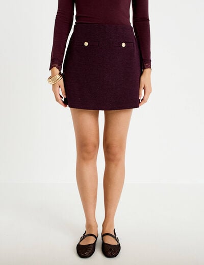 Jupe-short courte violet fonc&eacute; femme