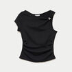Top asym&eacute;trique d&eacute;tail bijou noir femme