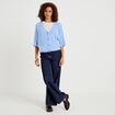 Gilet ample col v manches 3/4 bleu ciel femme