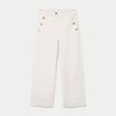 Pantalon bootcut taille haute velours ecru femme