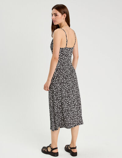 Robe longue ajustée noir femme