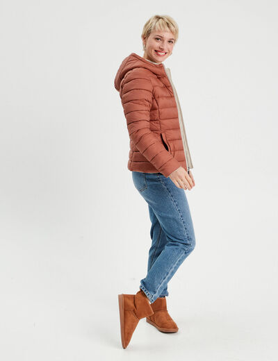 Doudoune réversible capuche blanc femme