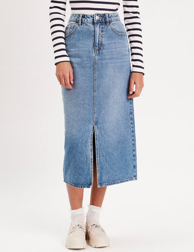 Jupe crayon taille standard denim double stone femme
