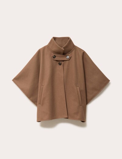 Poncho col am&eacute;ricain beige femme