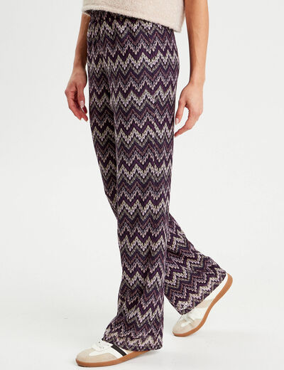 Pantalon large ajouré violet femme
