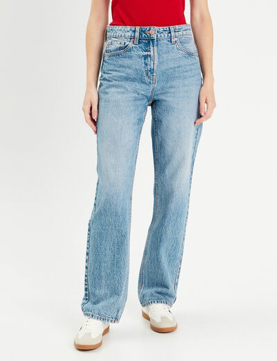 Jeans droit 5 poches denim double stone femme