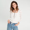Gilet manches 3/4 ajouré blanc femme