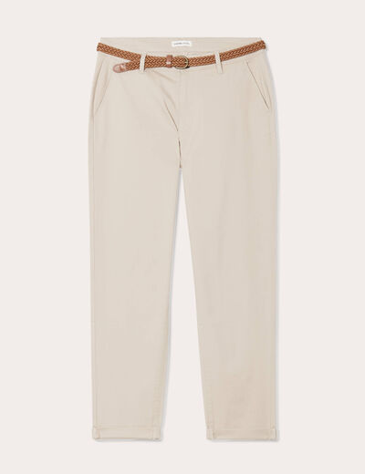 Pantalon chino 7/8ème beige femme
