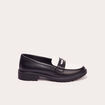 Mocassins vernis crantés ecru femme