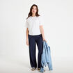 T-shirt col rond manches courtes blanc femme