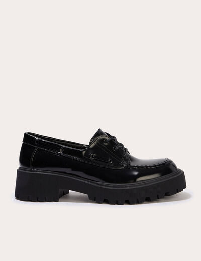 Mocassins &agrave; talon noir femme